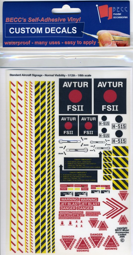 New Directional and Caution Sign Scale Decals at 1:12/1:14/1:16 No.1 